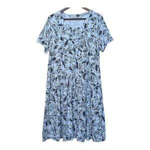 LOGO Lori Goldstein Womens Gray Abstract Animal Print Knit Pocket Dress Large